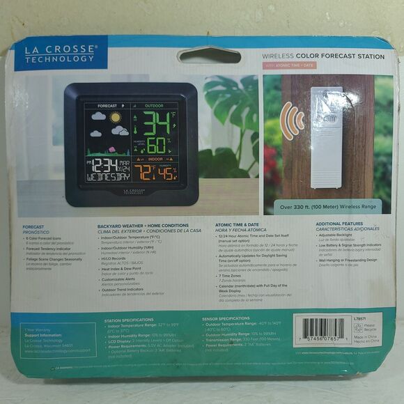 La Crosse L78571 Wireless Digital Color Weather Forecast Station NEW SEALED - Picture 7 of 16